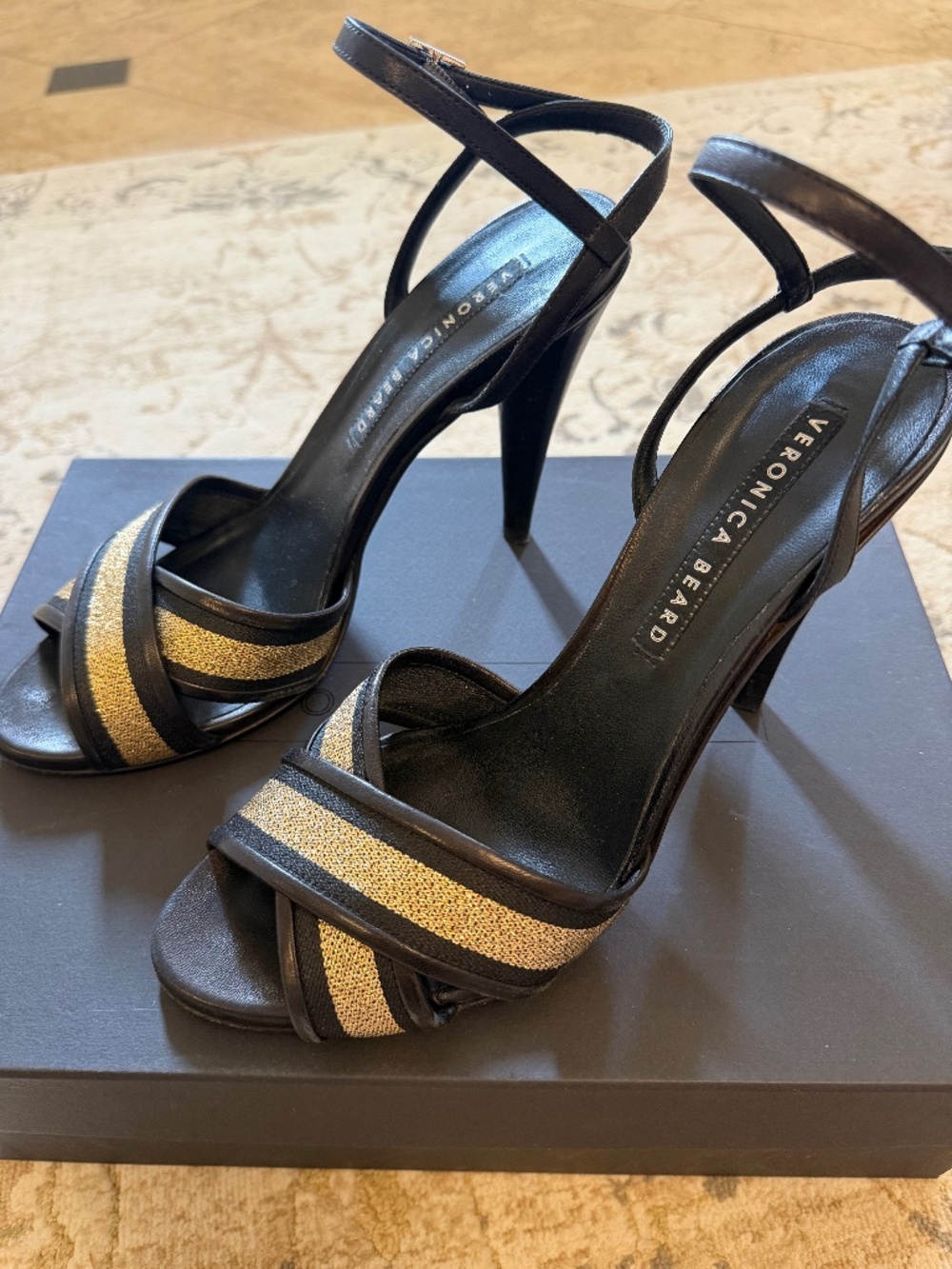 Veronica Beard black and gold heels